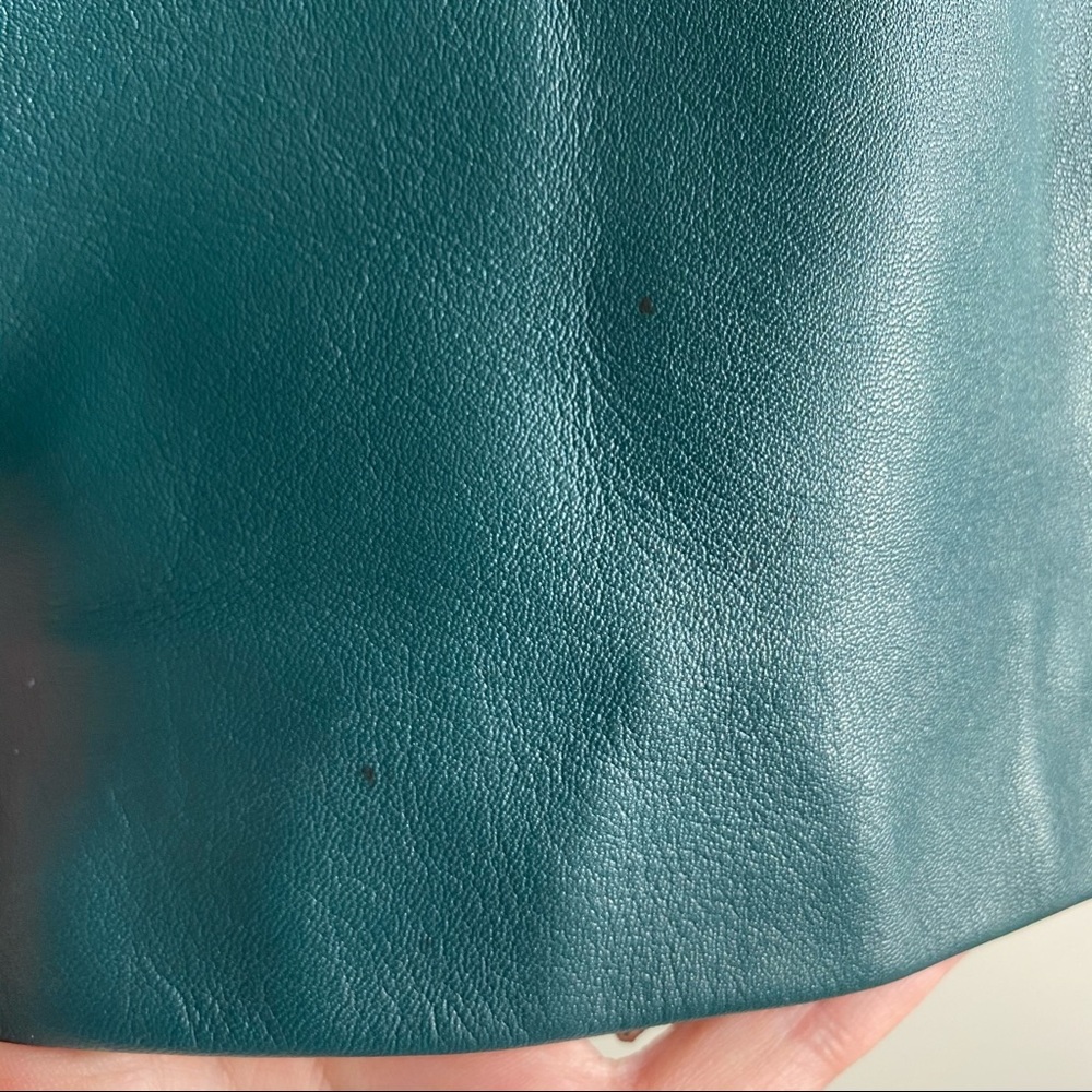 Nicole Miller Artelier Teal Leather Pencil Skirt Size 10 - Picture 4 of 12